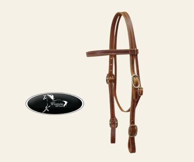 Harness Leather Headstall with Buckle Bit Loops - Work Range