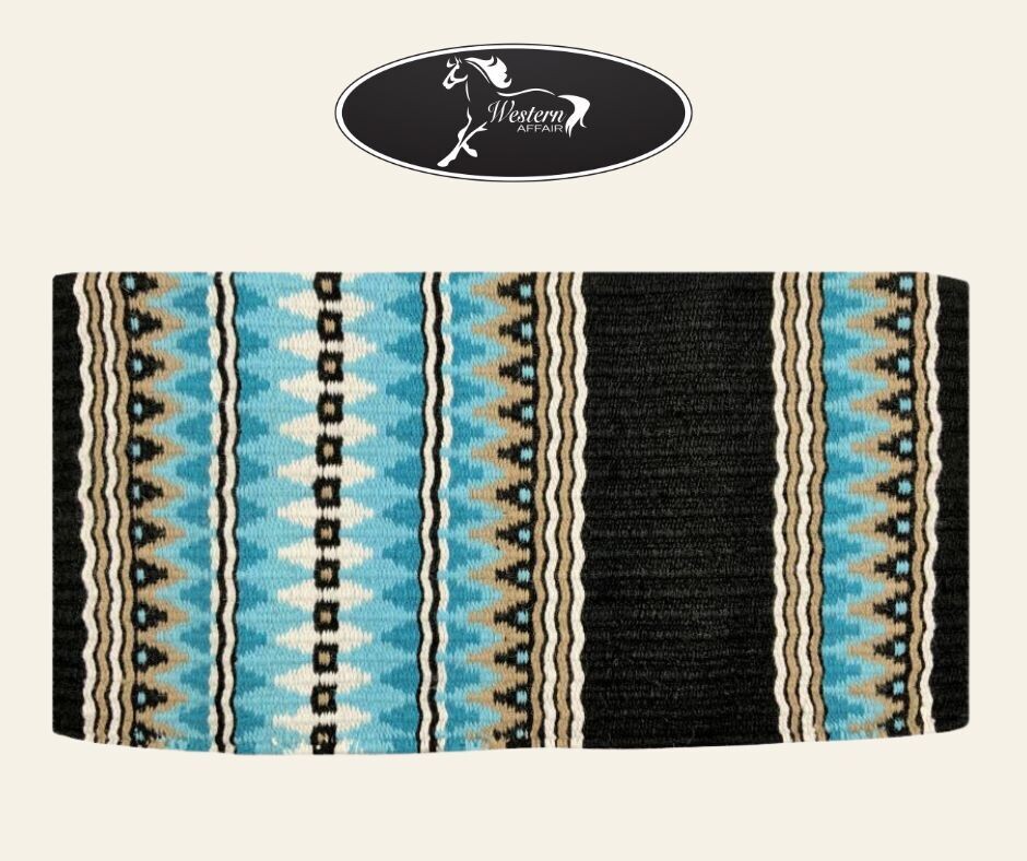 Turquoise Woven Wool Saddle Blanket
