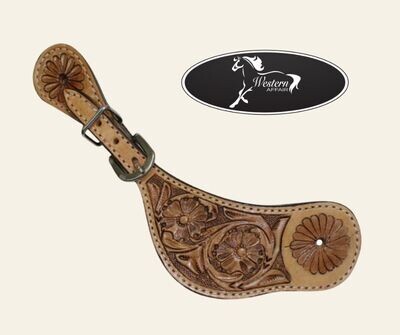 Tooled ​Leather Spur Strap