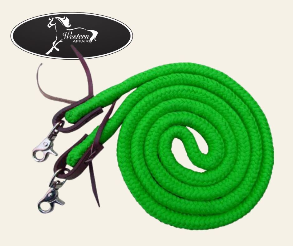 Showman 8&#39; Soft Cotton Reins, Color: Lime