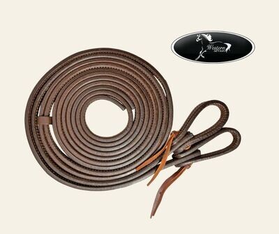 8ft Argentina Cow Leather Double Stitched Split Reins
