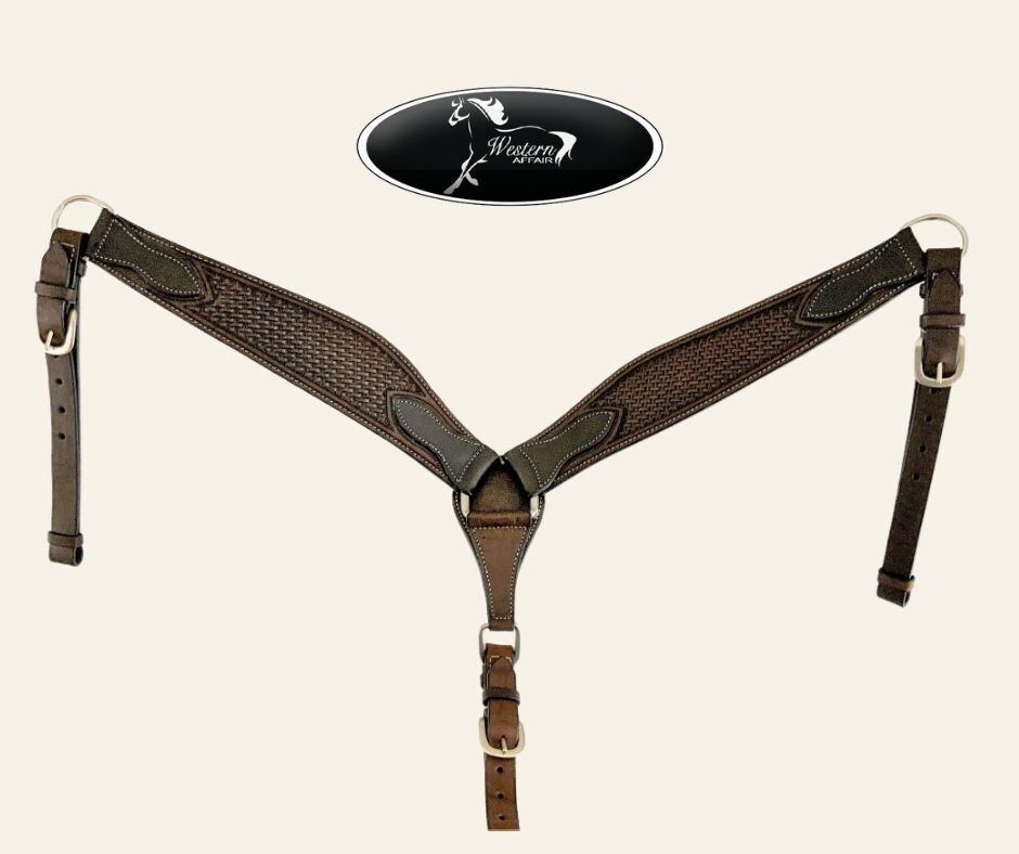 Dark Oil Tooled Leather Breast Collar - Work Range