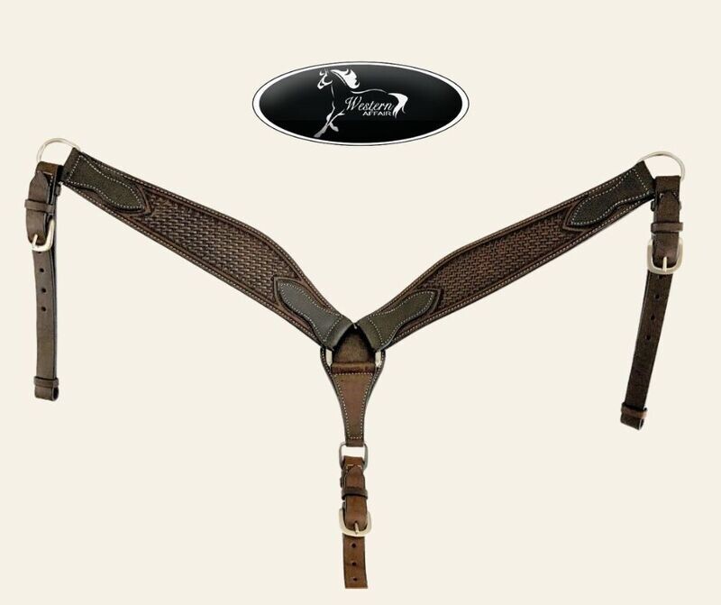 Dark Oil Tooled Leather Breast Collar - Work Range