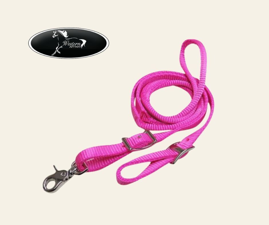 Pony/Youth 6ft Nylon Contest Reins, Color: Pink