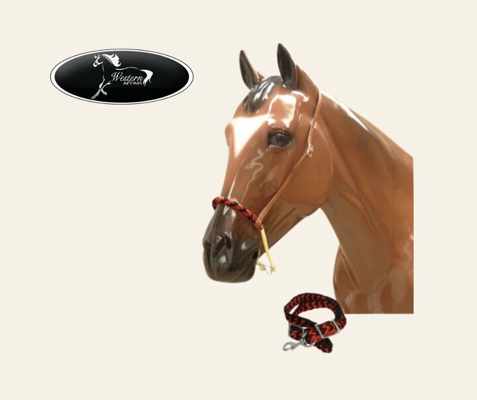 ​Braided Rope Noseband and Tie Down, Color: Red