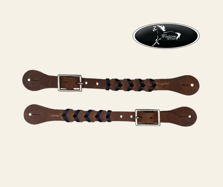 ​Argentina Cow Leather Braided  Spur Strap, Color: Black