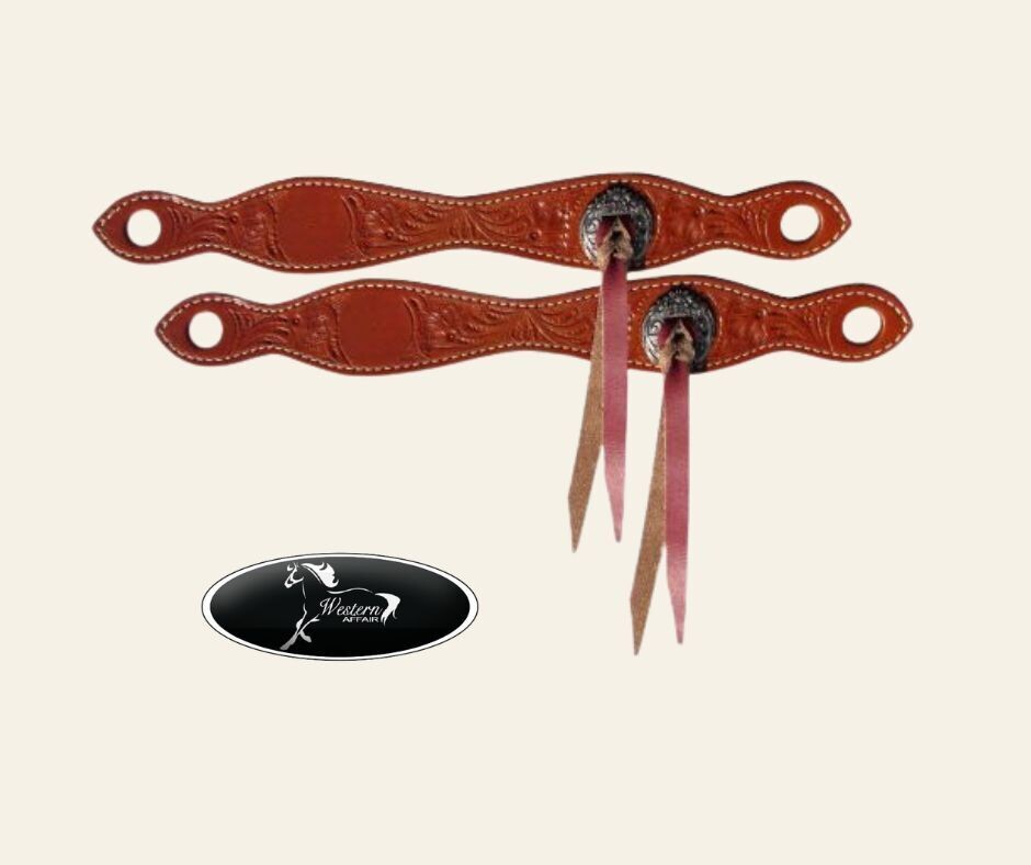 Acorn Tooled Leather Slobber Straps