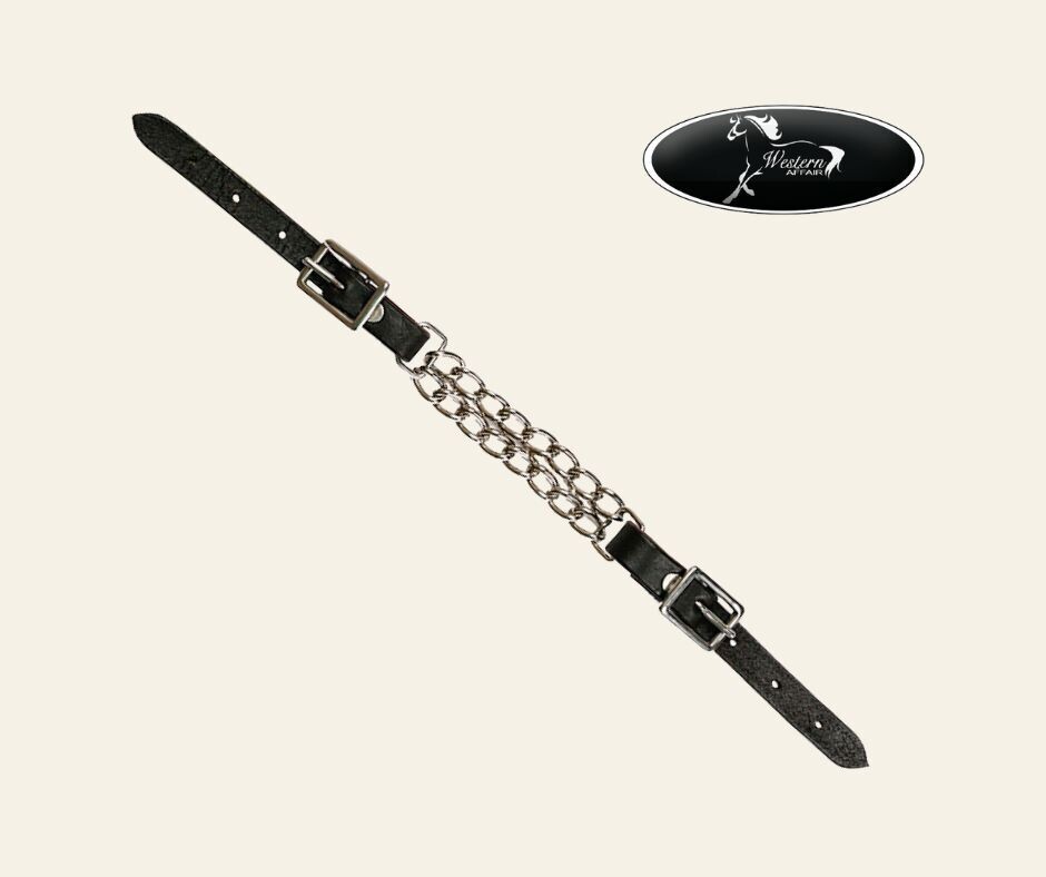 Argentina Cow Leather Curb Chain, Color: Black