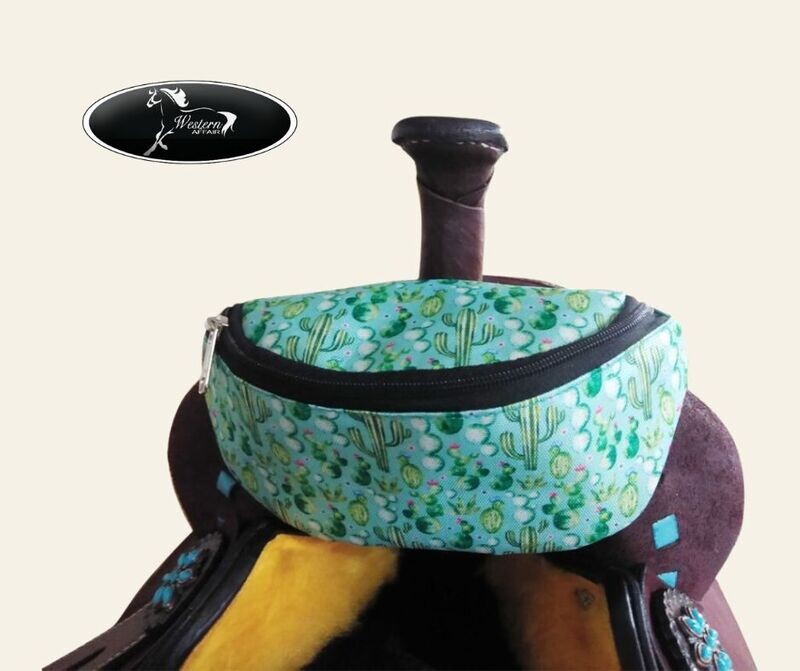 ​Cactus Design Print Insulated Nylon Saddle Pouch