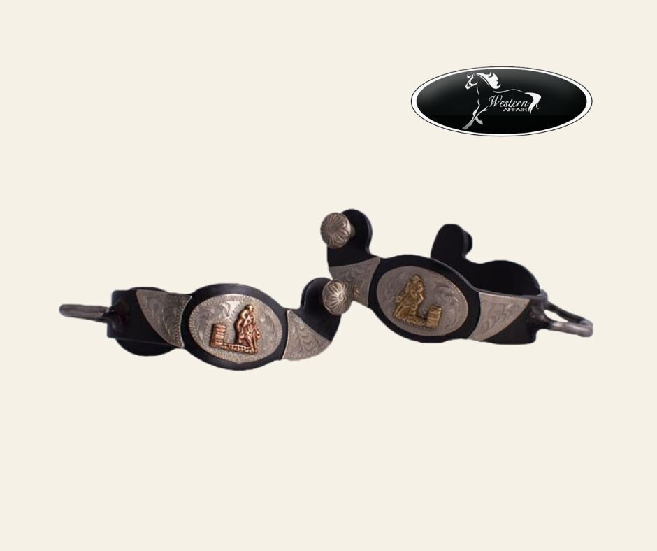 Black Bumper Spur with Gold Barrel Racer