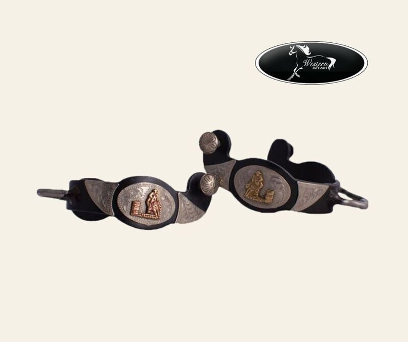 Black Bumper Spur with Gold Barrel Racer