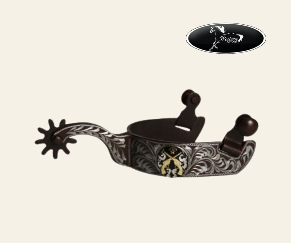 Men&#39;s Brown Steel Show Spur with Silver Engraving