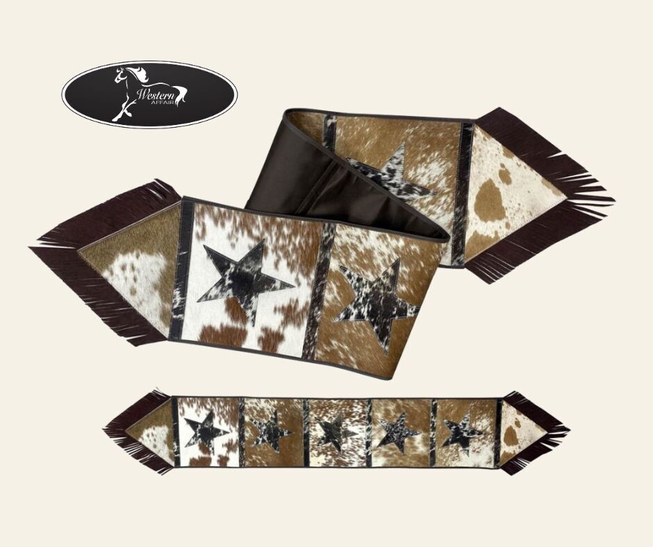 Star Patterned Hair on Cowhide Table Runner