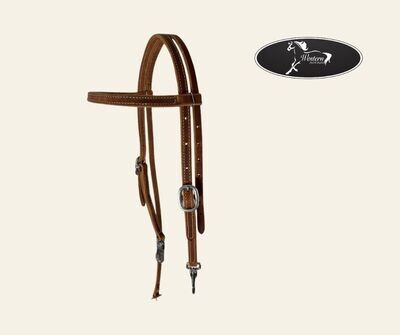 Browband Harness Leather Headstall with Snaps