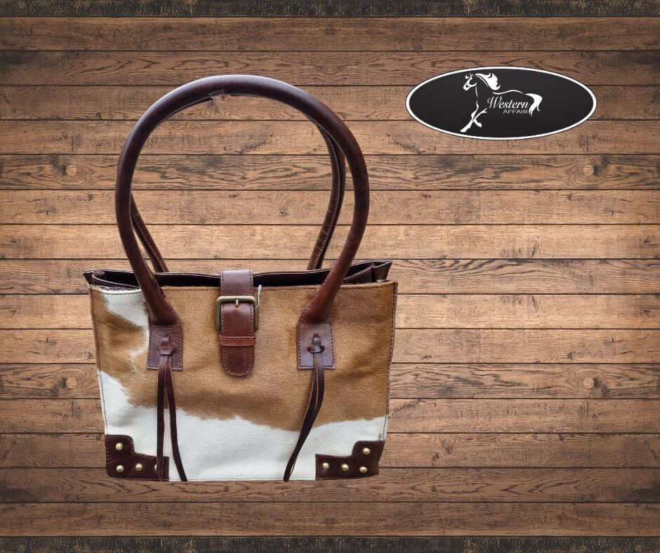 Brown &amp; White Hair On Cowhide Shoulder Bag