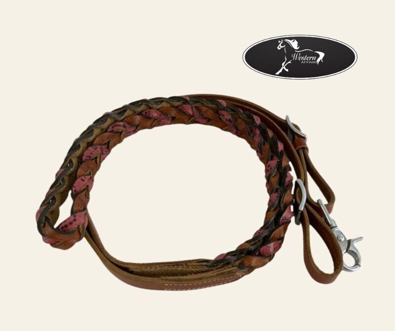 Leather Pink Miricle Braid Contest Reins