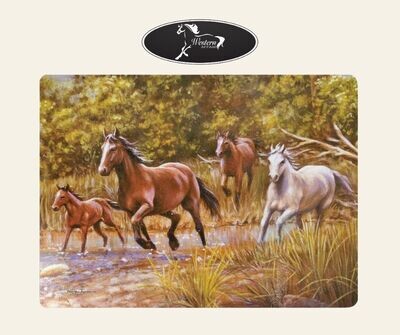 Tempered Glass Cutting Board - Horses at the Crossing