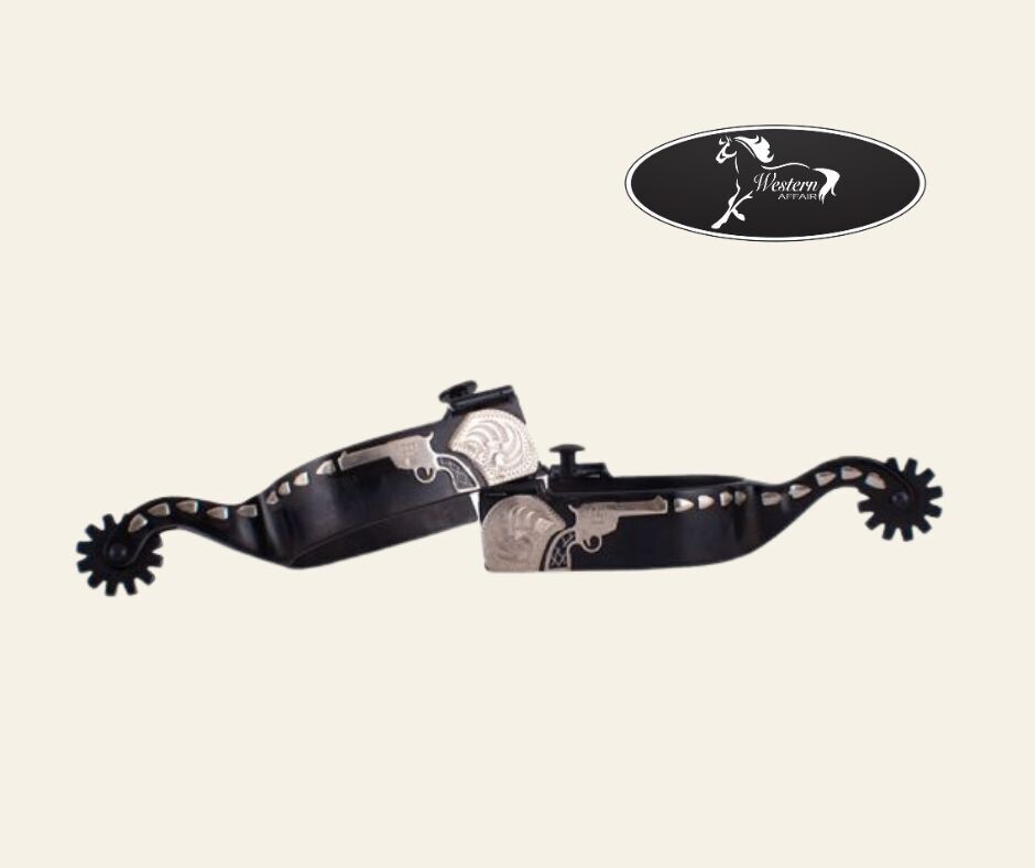 ​ Black Steel Spur with Silver Gun Overlay