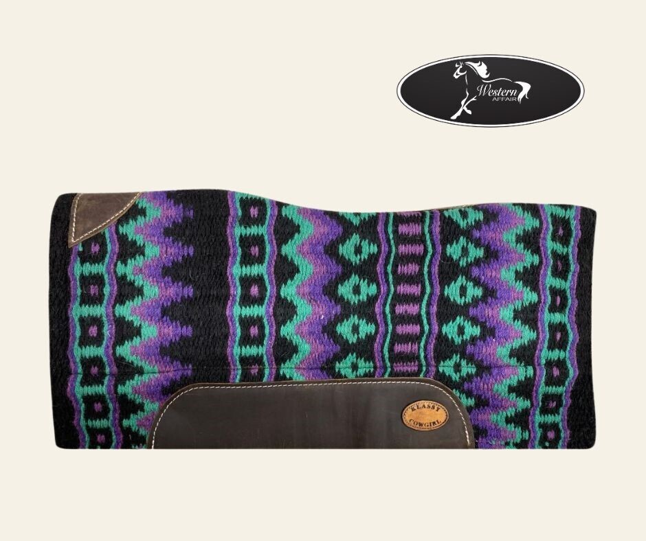 28x30 Memory Felt Bottom Pad with Purple & Teal Woven Wool Top 28x30 Memory Felt Bottom Pad with Purple & Teal Woven Wool Top