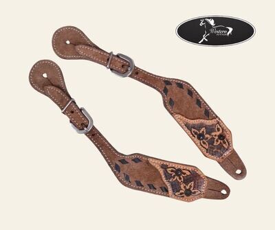 ​Ladies Chocolate Rough Out Leather Spur Straps