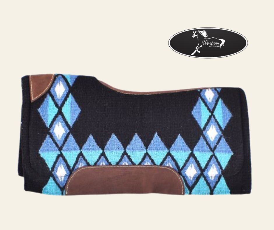 Black, Blue, and Teal Memory Felt Bottom Saddle Pad