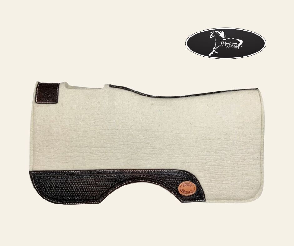 1” Thick Mohair Wool Felt Pad with Tooled Leather Accents