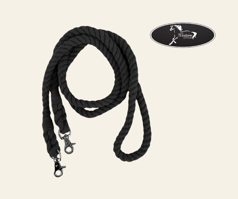 Cotton Roping Reins, Color: Black