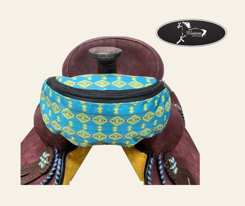 Teal Aztec Insulated Saddle Pouch