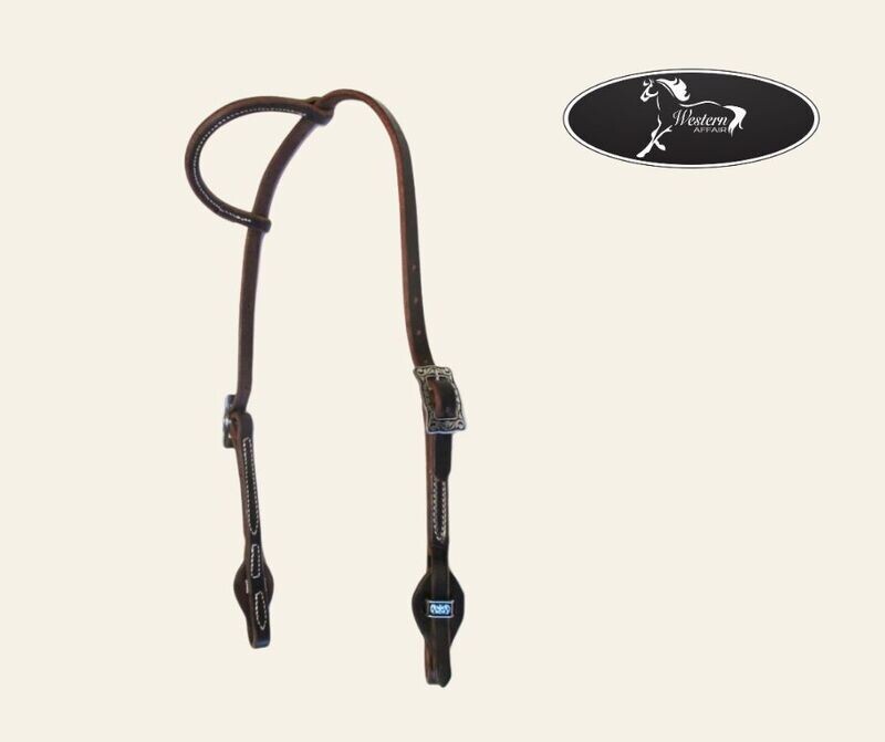 Amish Made Oiled One Ear Headstall with Jeremiah Watt Hardware