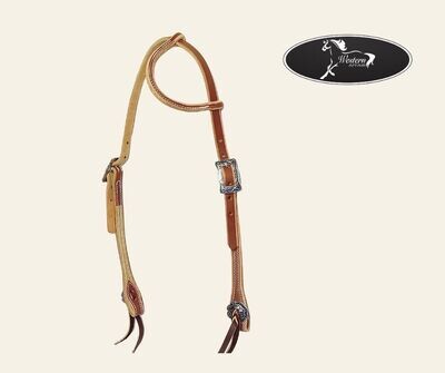 Amish Made Red-Brown Leather One Ear Headstall w JW Hardware