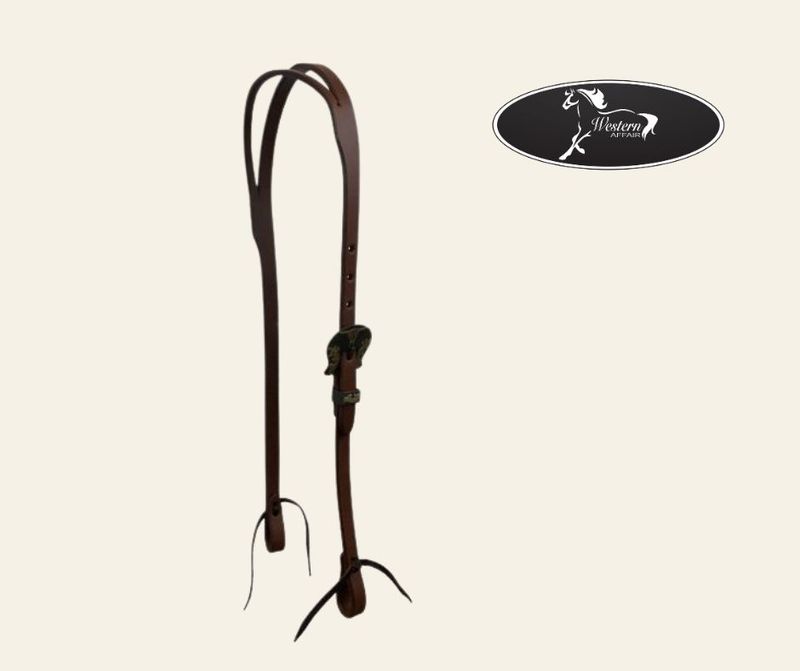 Oiled Harness Split Ear Headstall with Heritage Steer Buckle