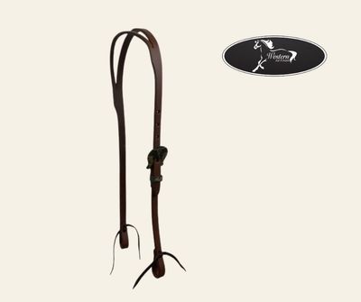 Oiled Harness Split Ear Headstall with Heritage Steer Buckle