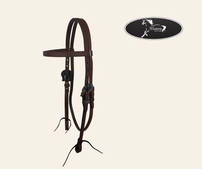 Oiled Harness Browband Headstall with Cowboy Gambler Buckle