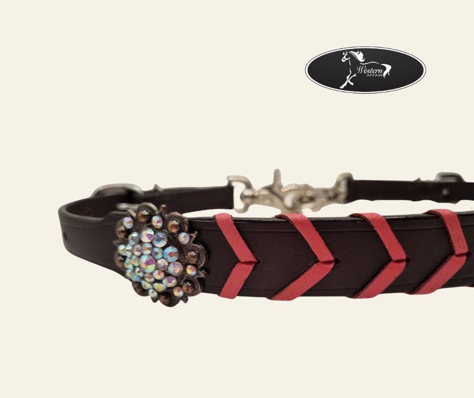 Braided Leather Wither Strap, Color: Pink