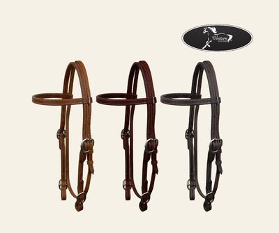 Argentina Cow Leather Browband Headstall with Buckle Ends