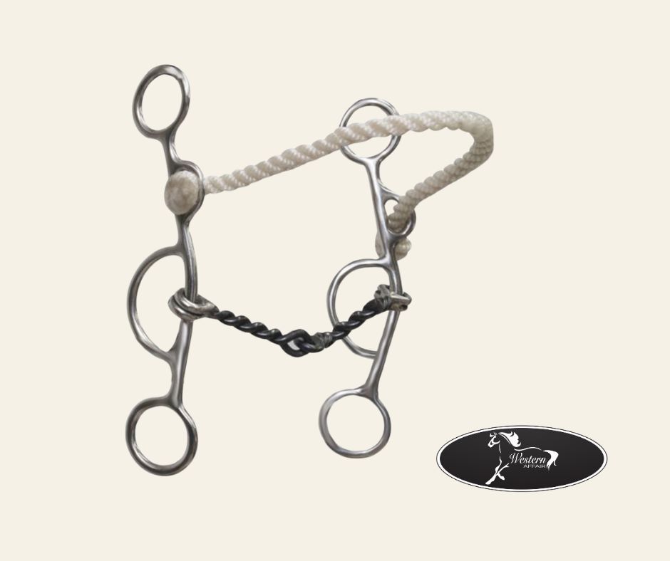 ​Stainless Steel Combination Bit with Twisted Snaffle and Rope Nose