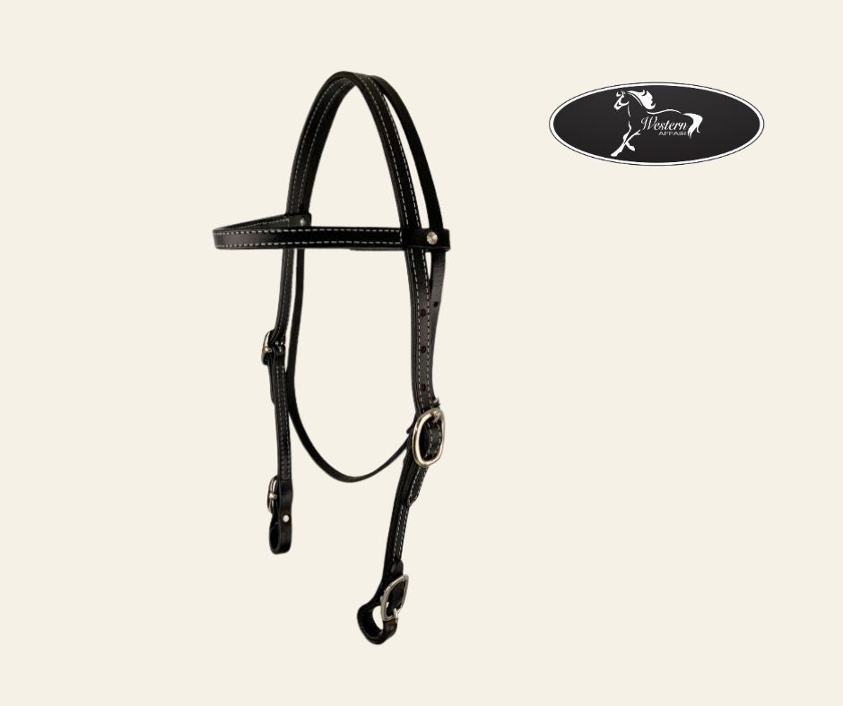Black Argentina Cow Leather Headstall