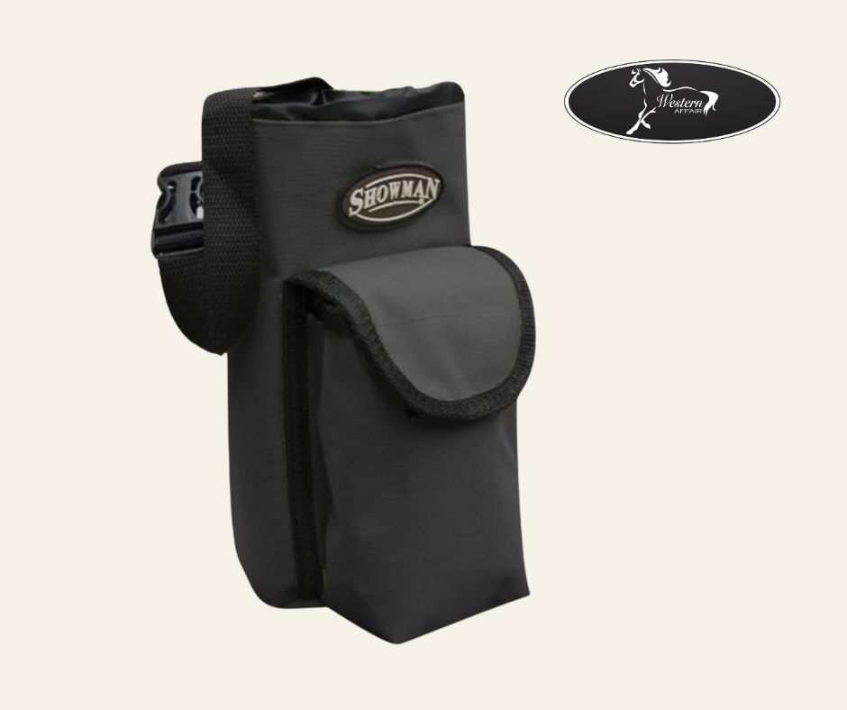 Nylon Insulated Bottle Carrier with Pocket, Color: Black