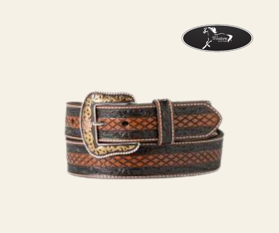 Nocona Men&#39;s Belt with Diamond Floral Embossing, Size: 36