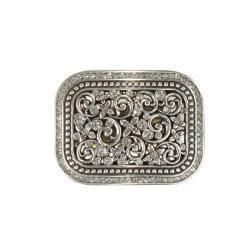 Blazin Roxx Rectangle Buckle Floral Filigree Crystal
