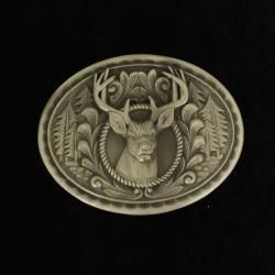 Oval Smooth Edge Buckle with Buck in Center