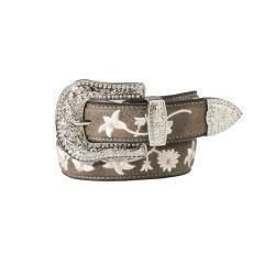 Angel Ranch Grey Girls Belt with Floral Design
