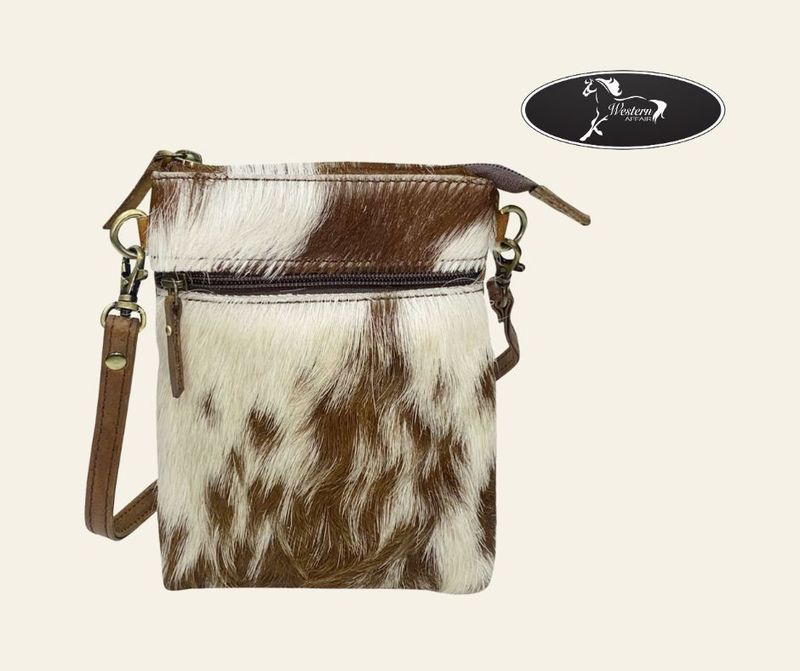 Cowhide &amp; Leather Crossbody Bag