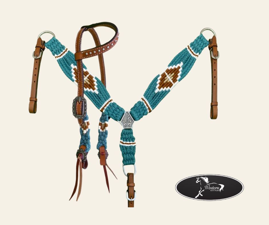 PONY SIZE Corded One Ear Headstall &amp; Breast Collar Set