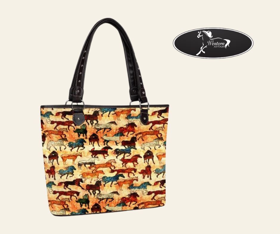 Montana West Horse Print Canvas Tote Bag