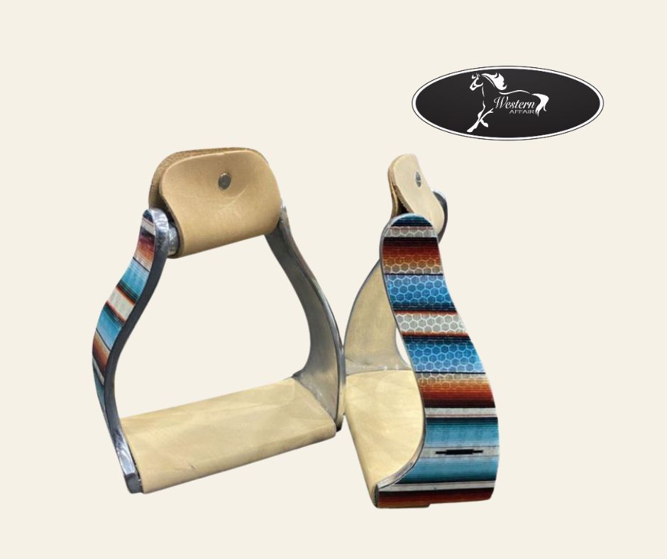 Twisted Angled Aluminum Stirrups with Serape Print Overlay