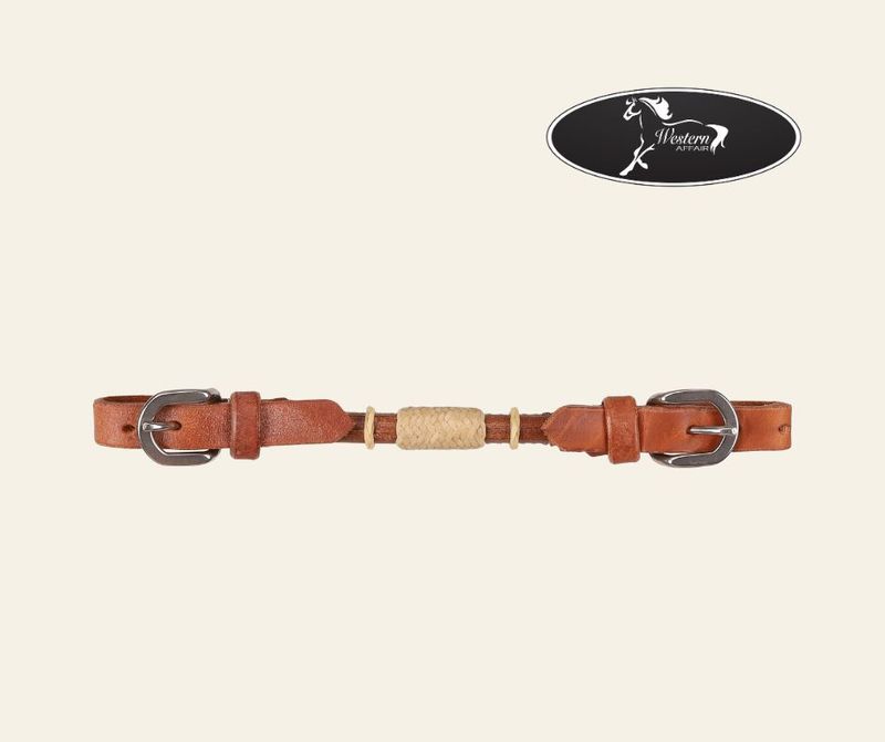 Argentina Cow Leather Rolled Curb Strap with Rawhide