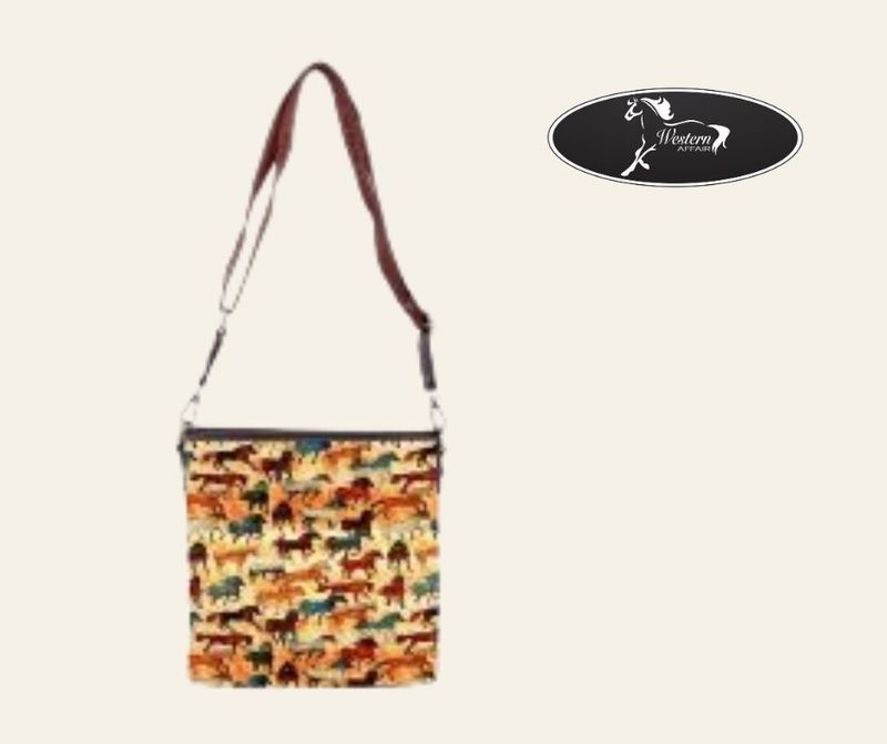 Montana West Running Horse Canvas Crossbody Bag