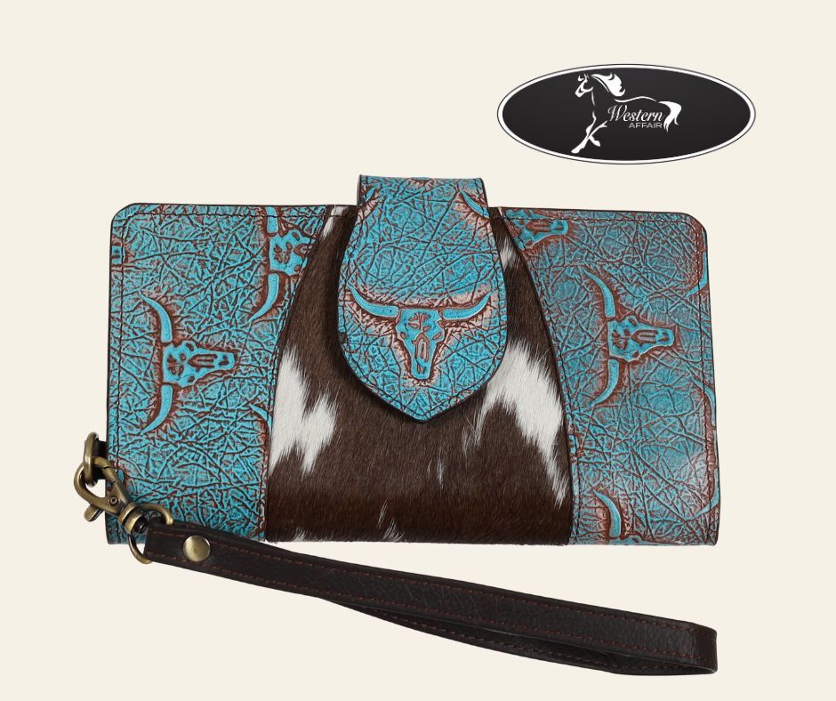 Turquoise Plains Steer Clutch Wallet