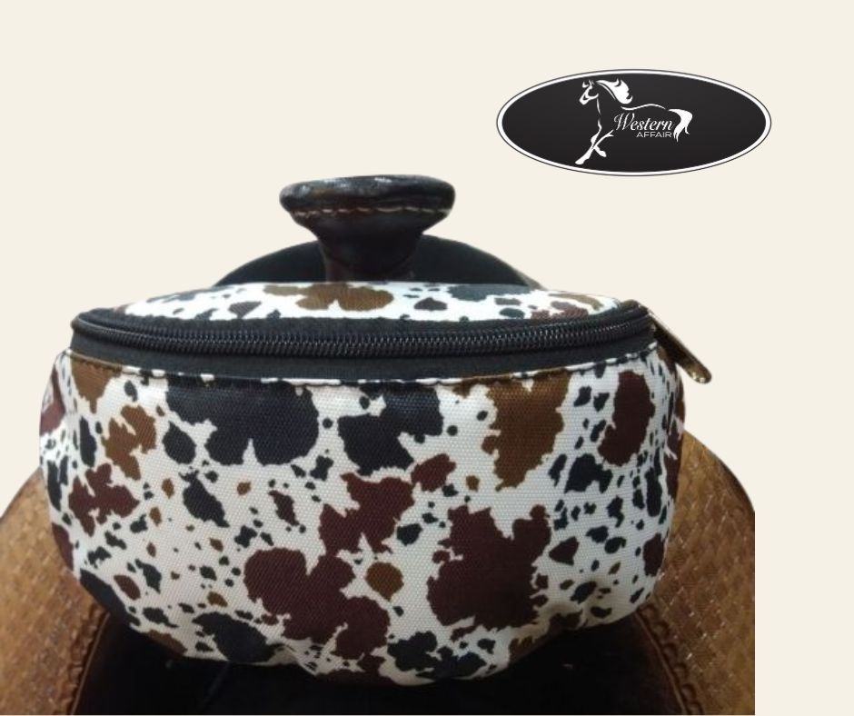 Cow Print Insulated Nylon Saddle Pouch Cow Print Insulated Nylon Saddle Pouch